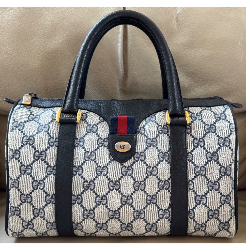 Authentic Vintage Gucci Boston Monogram Ophidia Red/Blue